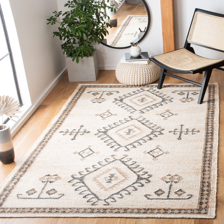 Steelside™ Mickey Southwestern Handmade Flatweave Jute/Sisal Area Rug in Ivory/Black & Reviews